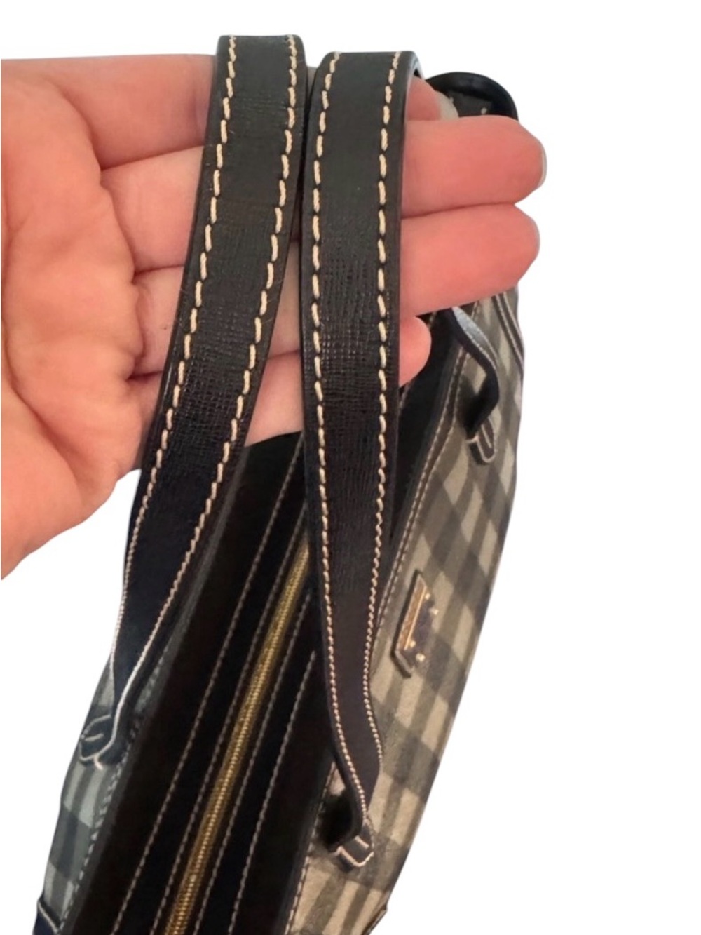Dooney Tucker Olive & black XL zip tote EUC - Picture 3 of 7